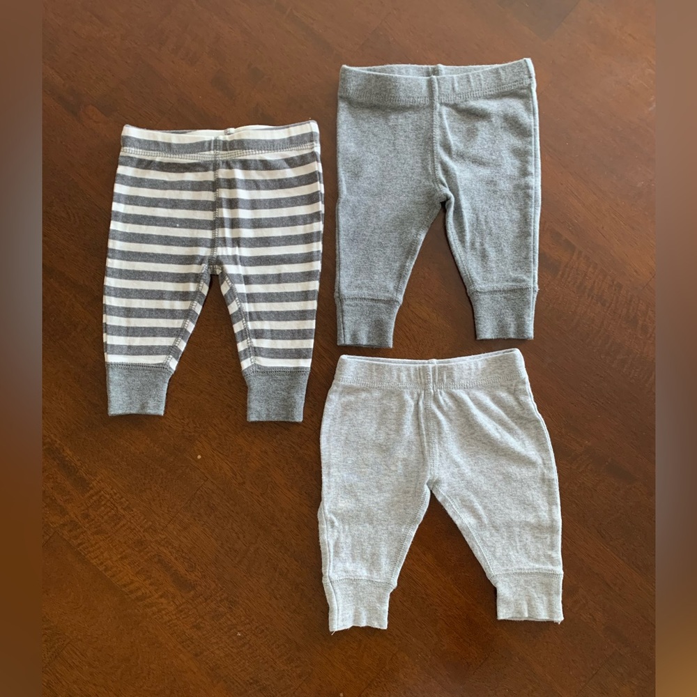 3 pair gerber baby pants 0-3 months